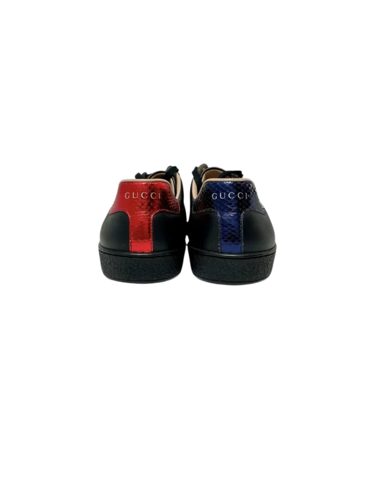 Sneakers Ace in pelle con ricamo ape e web., foto 4 di 5