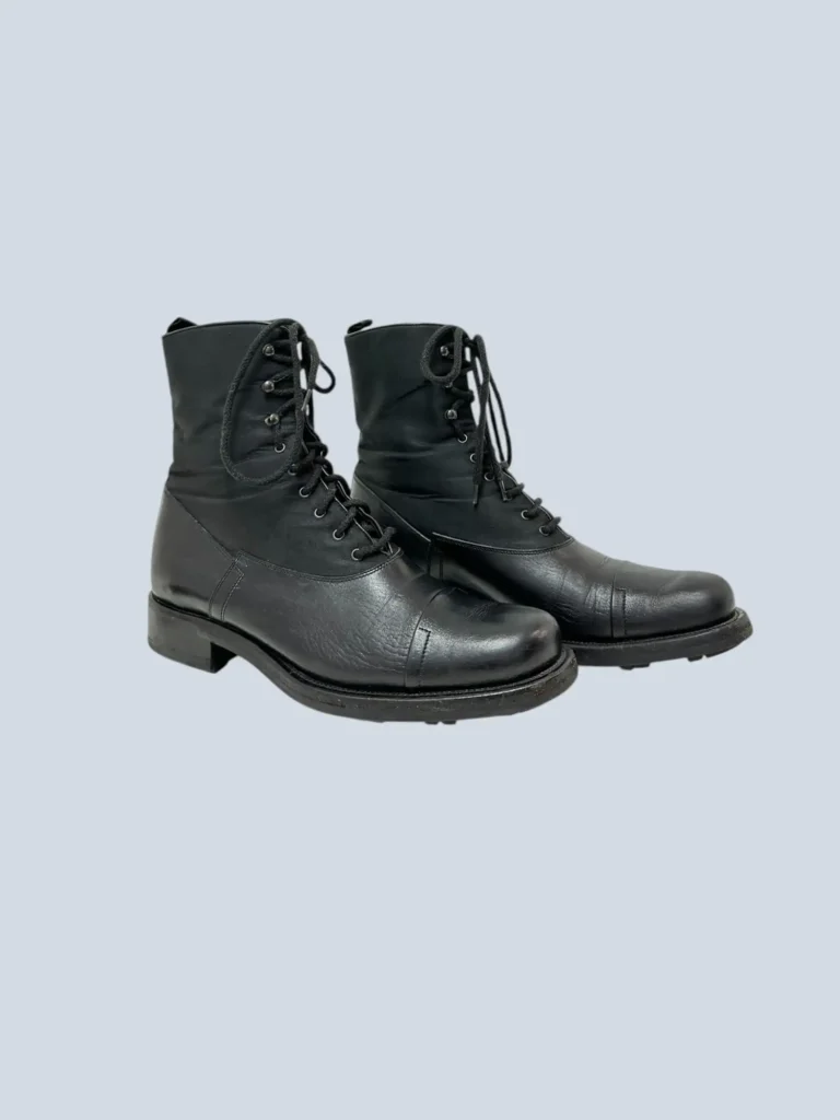 Stivaletti stringati in pelle e nylon, 39., foto 2 di 5