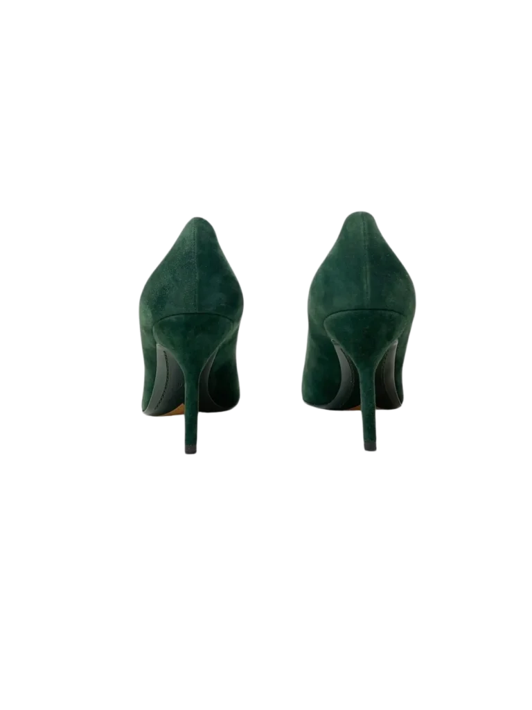 Décolleté in suede con punta in vernice., foto 4 di 6