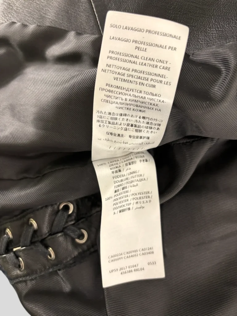 Giubbotto biker in pelle con intreccio., foto 6 di 6