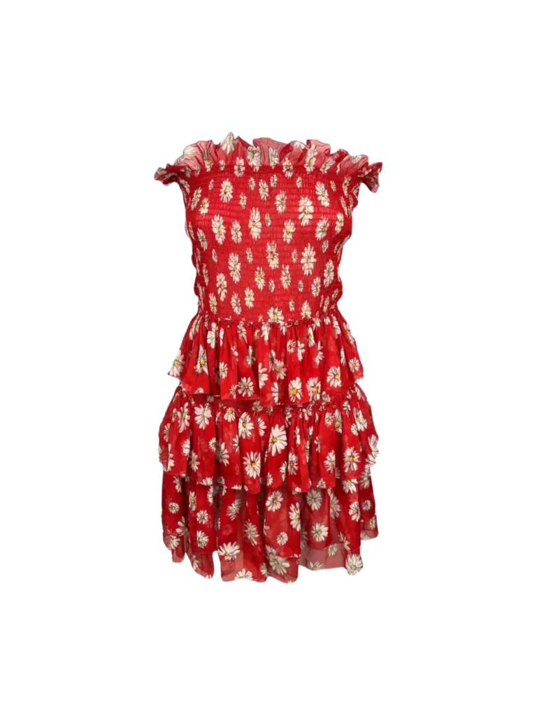 Minidress a fascia in seta stampata.