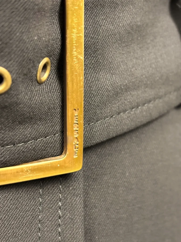 Trench vintage in lana con dettagli in pelle., foto 5 di 8