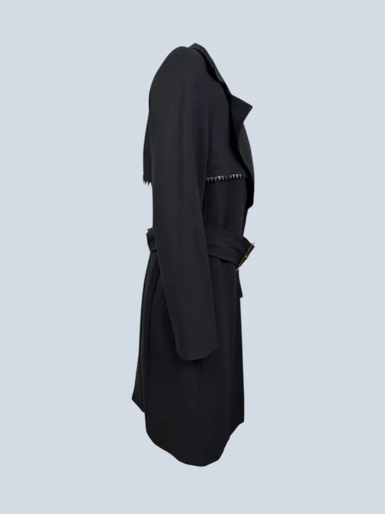 Vintage wool trench coat with leather details, 42., photo 3 of 8