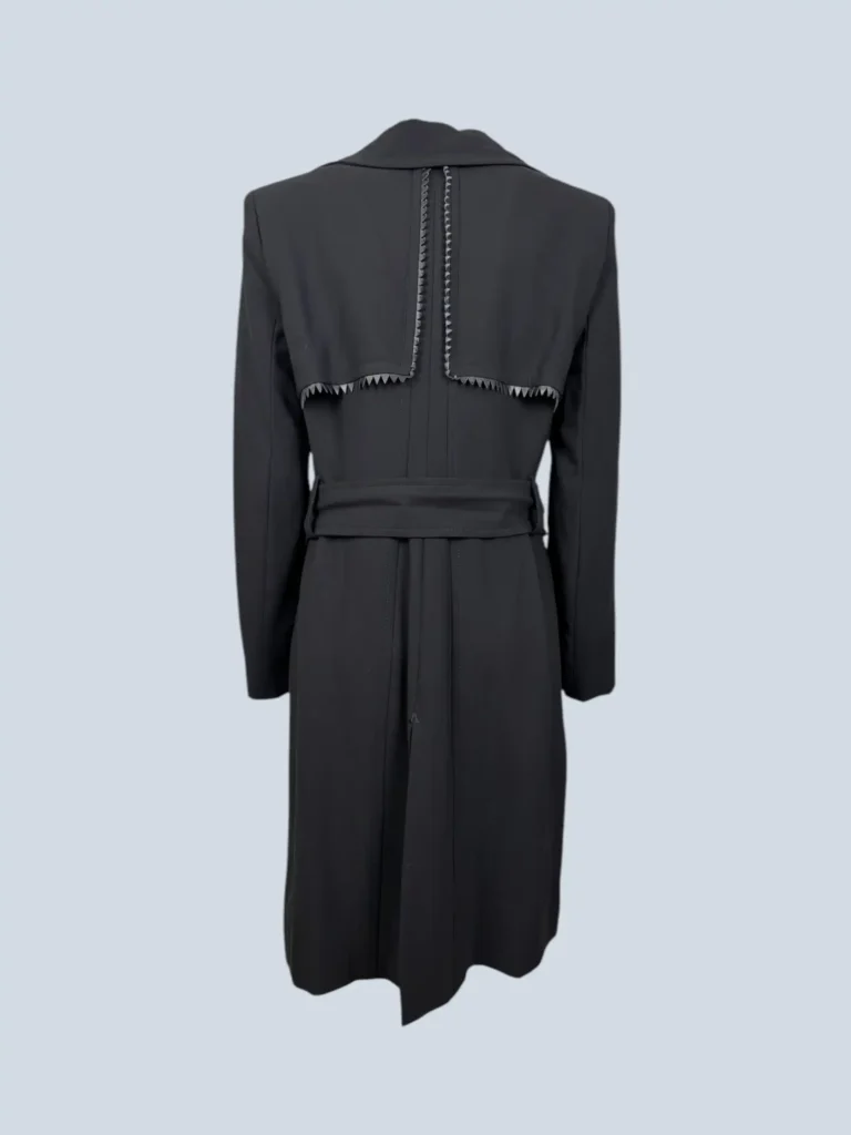 Vintage wool trench coat with leather details, 42., photo 4 of 8
