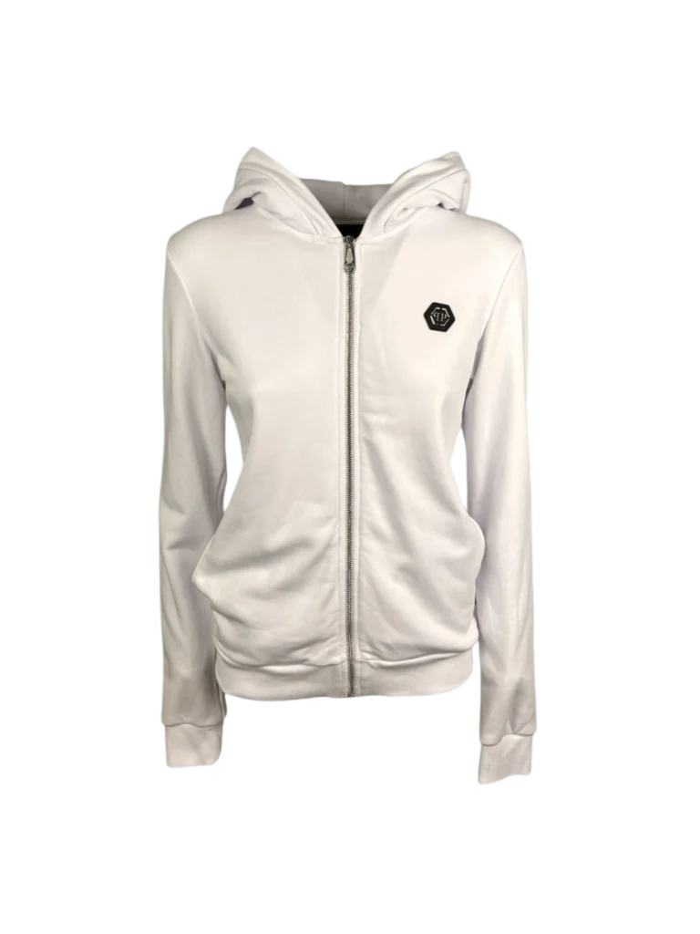 Cotton skull zip-up hoodie.