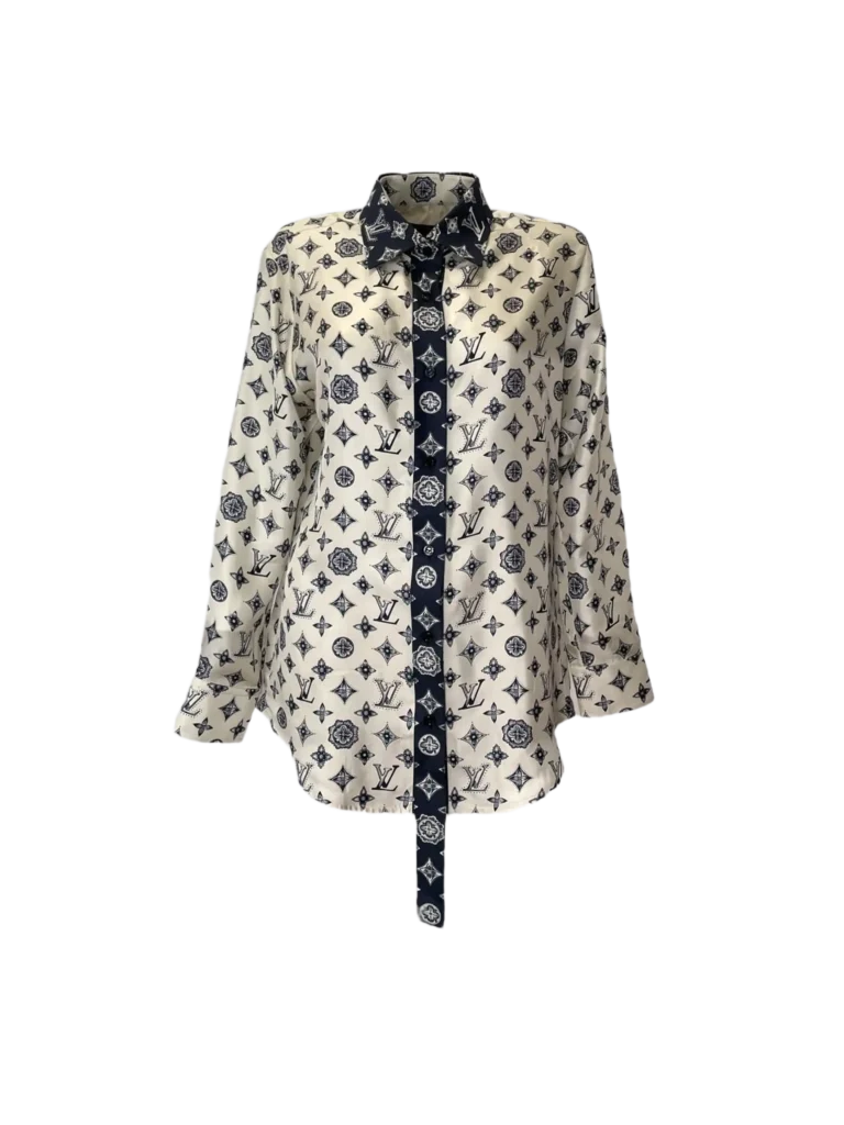 Camicia in twill di seta Monogram.
