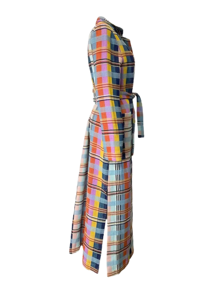 Multicolor checked long coat, photo 3 of 9