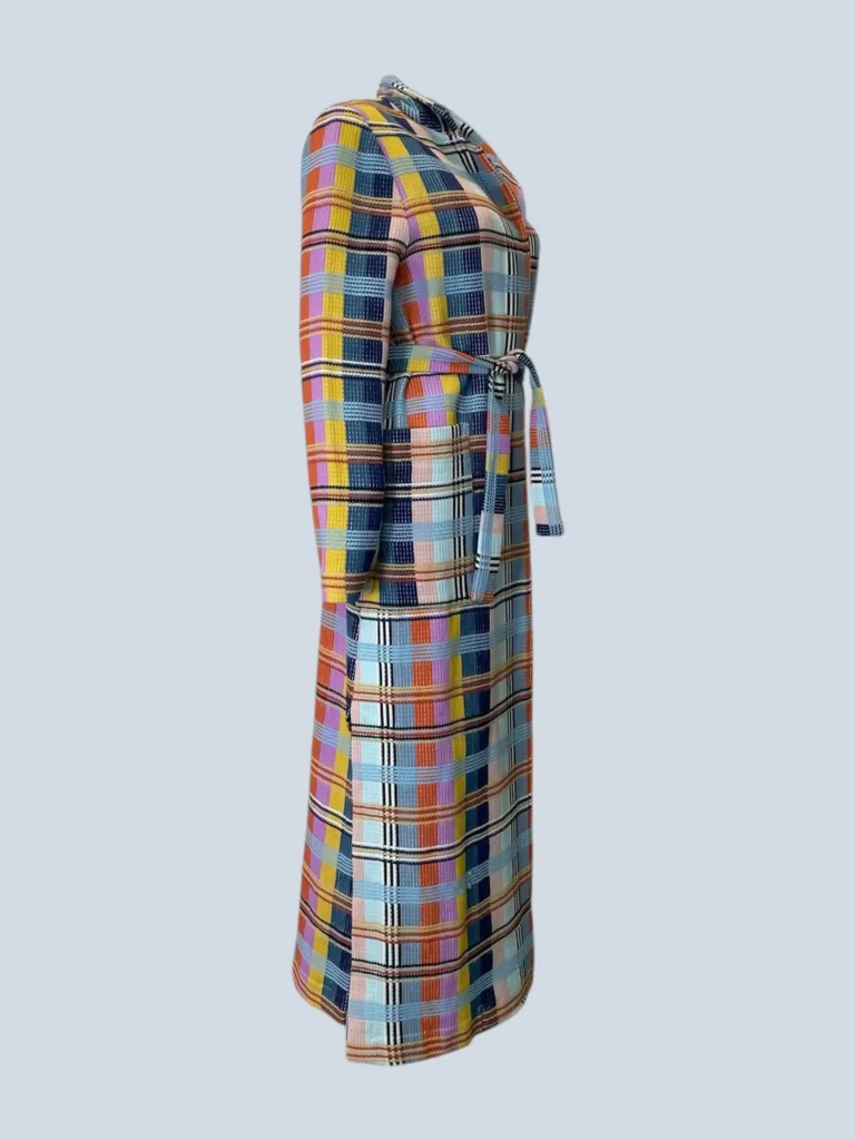 Multicolor checked long coat, 1., photo 2 of 9