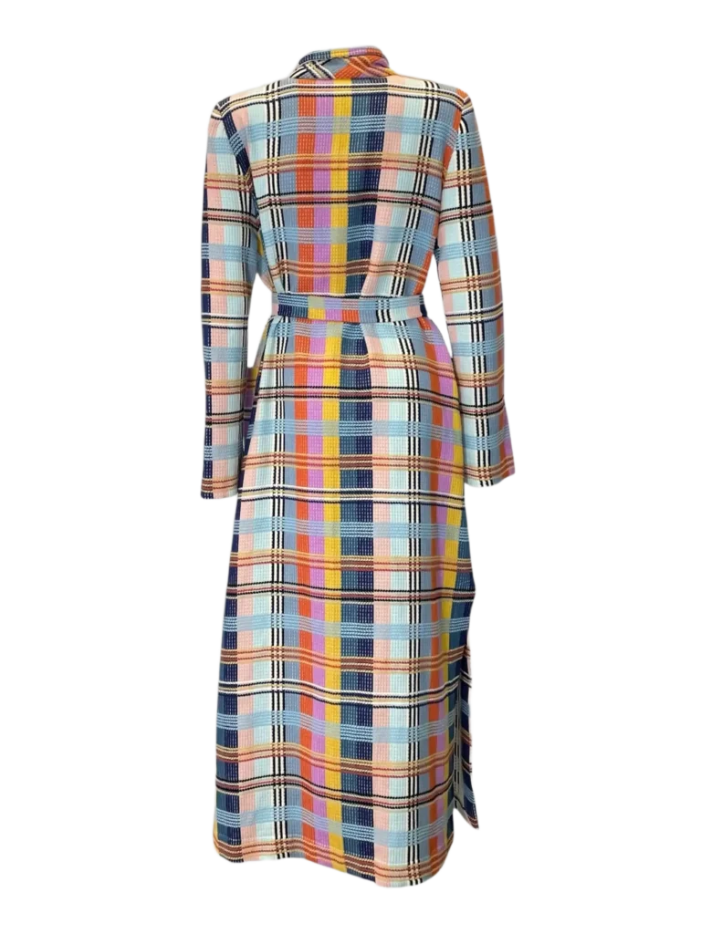 Multicolor checked long coat, photo 4 of 9