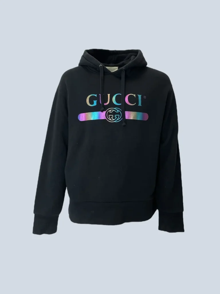 Felpa con cappuccio in cotone con logo iridescente, S.