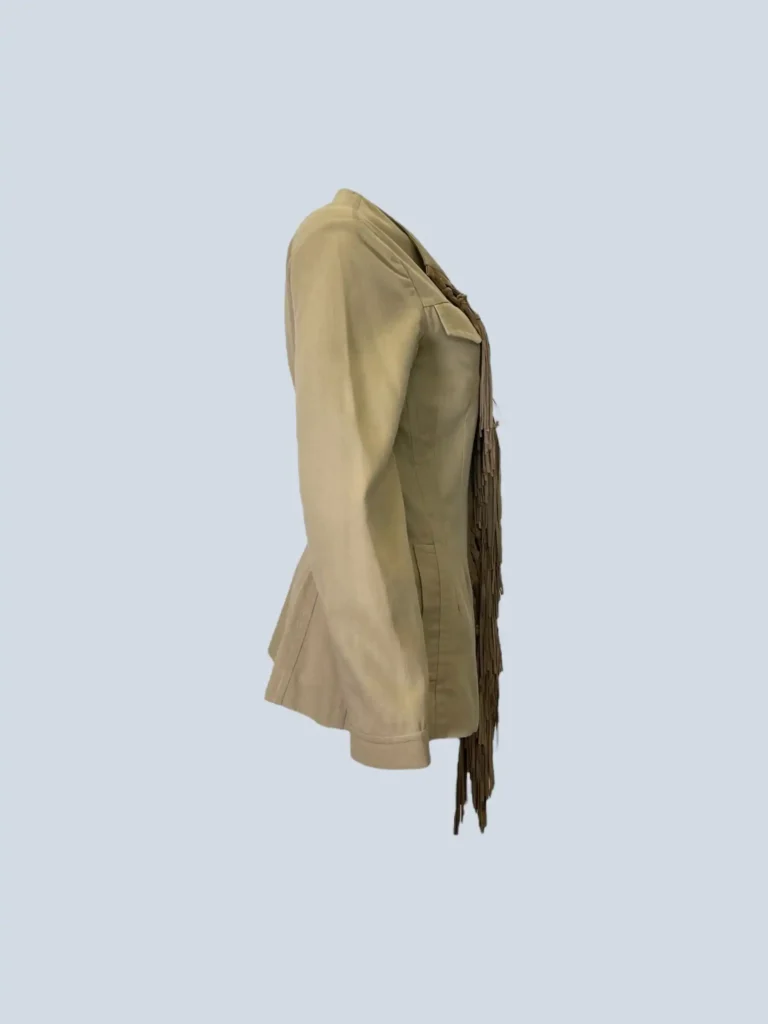Cotton jacket with suede fringe, 42., photo 2 of 8