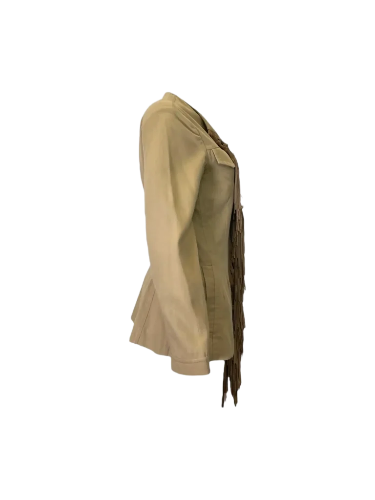 Cotton jacket with suede fringe., photo 2 of 8