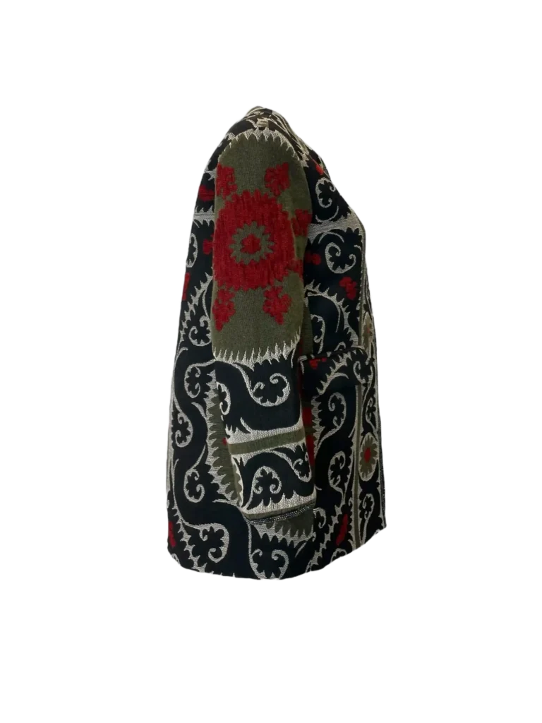 Giacca corta jacquard motivo azteco., foto 3 di 9