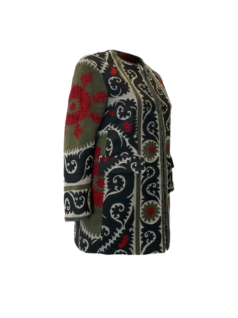 Giacca corta jacquard motivo azteco., foto 2 di 9