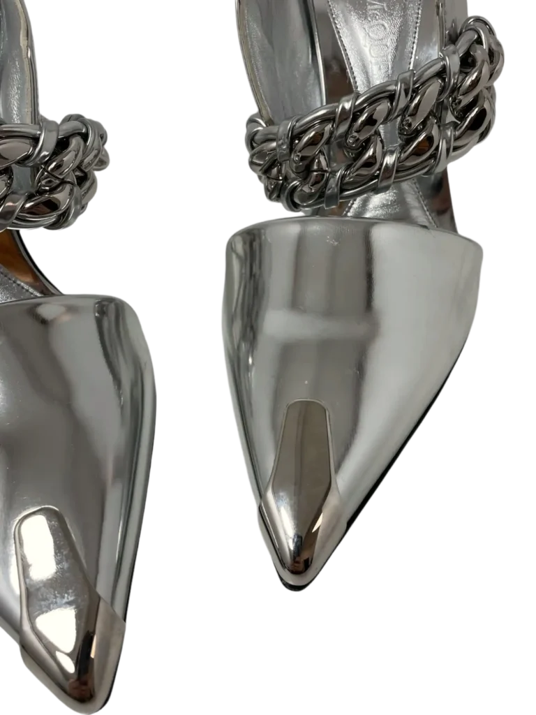 Leather mules with metal chain detail, photo 6 of 7