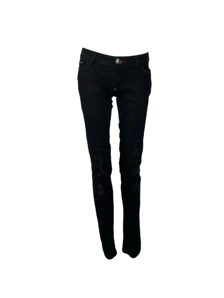 Pantaloni skinny in denim distressed.