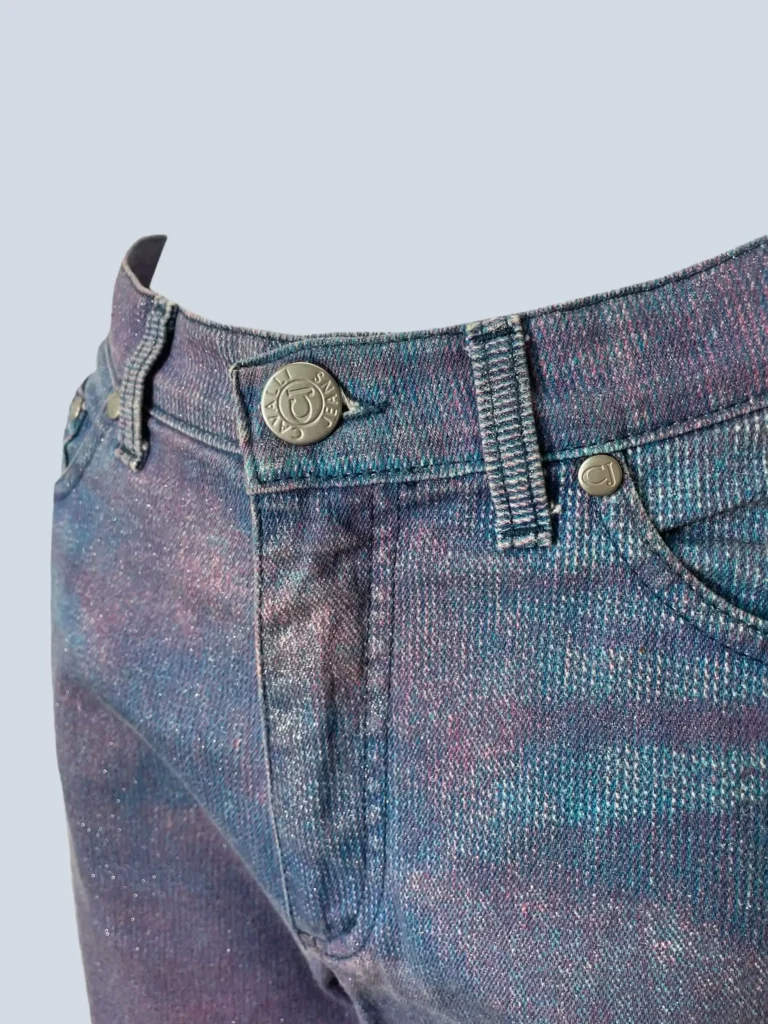 Cavalli Jeans, pantaloni in denim effetto watercolor e glitter, 28., foto 6 di 8