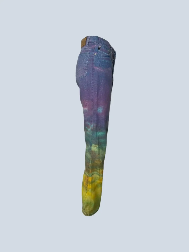 Cavalli Jeans, pantaloni in denim effetto watercolor e glitter, 28., foto 3 di 8