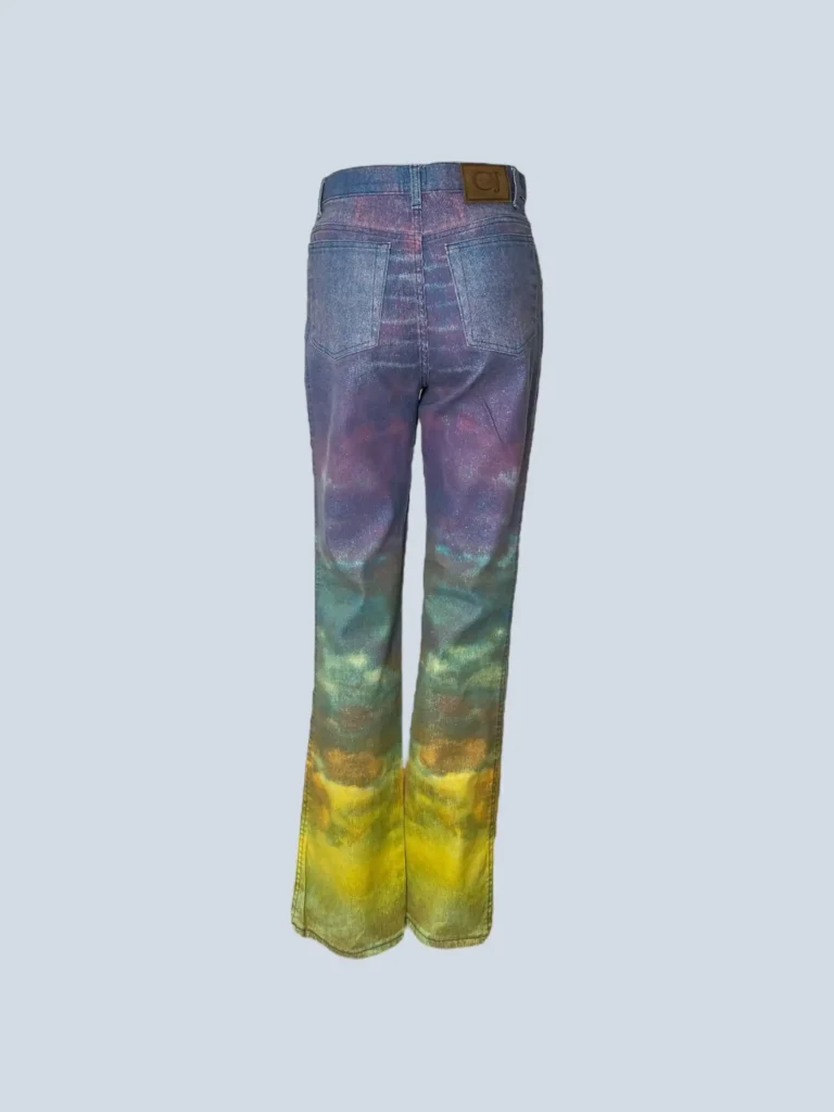 Cavalli Jeans, pantaloni in denim effetto watercolor e glitter, 28., foto 4 di 8