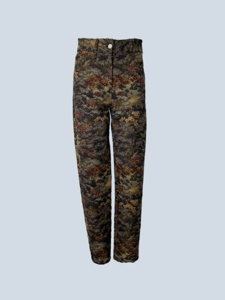 Pantaloni a vita alta in broccato, 40.