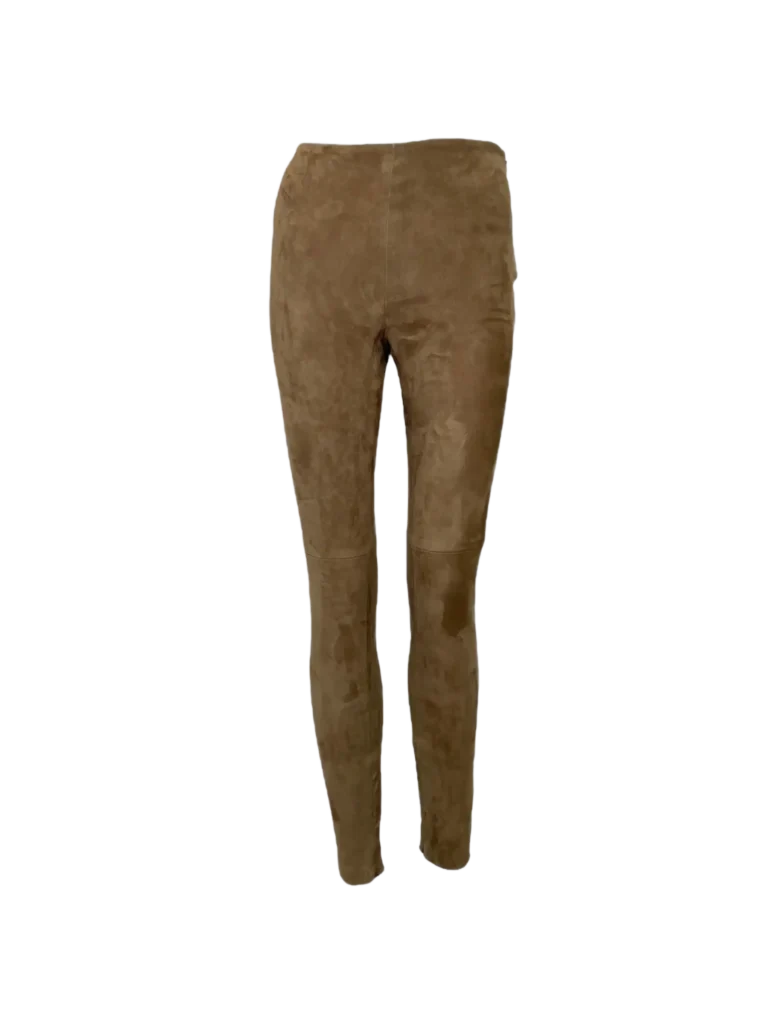 Pantaloni leggings in pelle scamosciata.