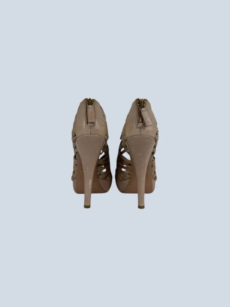 Décolleté open toe in pelle intrecciata, 38., foto 4 di 6