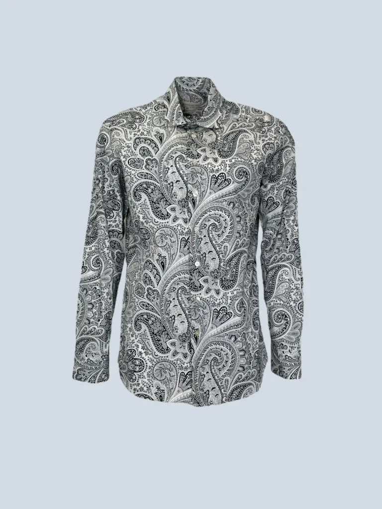 Camicia in cotone stampa paisley, L.