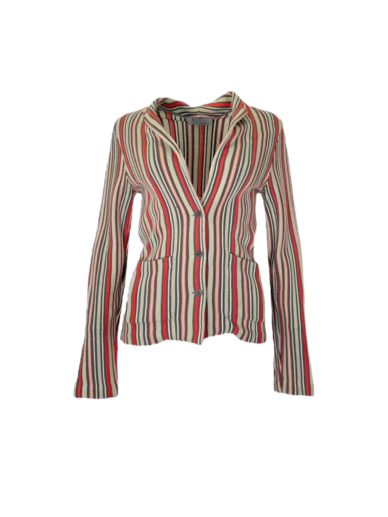 Striped cotton cardigan.