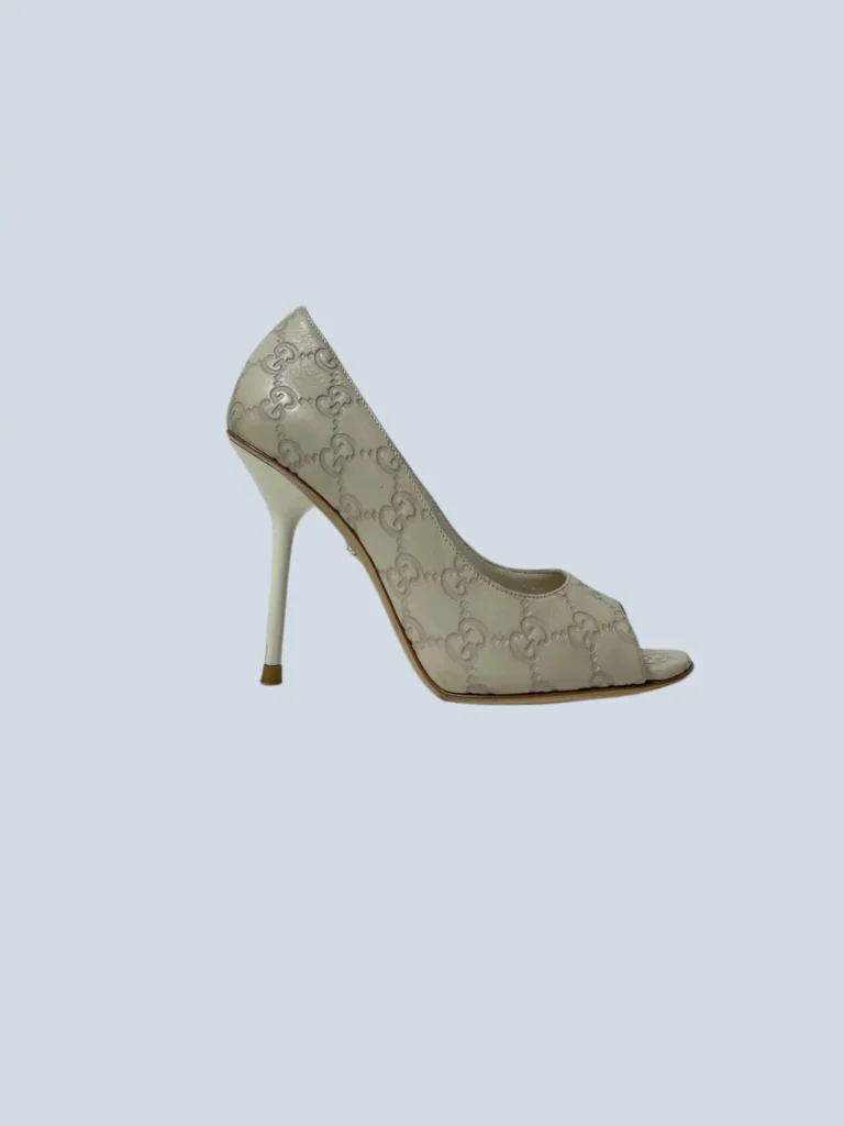 Décolleté open toe in pelle Guccissima, 36.