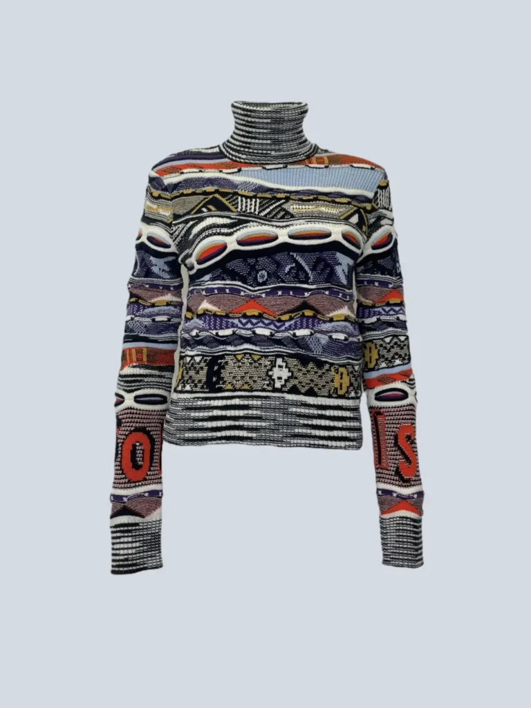 Maglione a collo alto in lana con motivo jacquard.