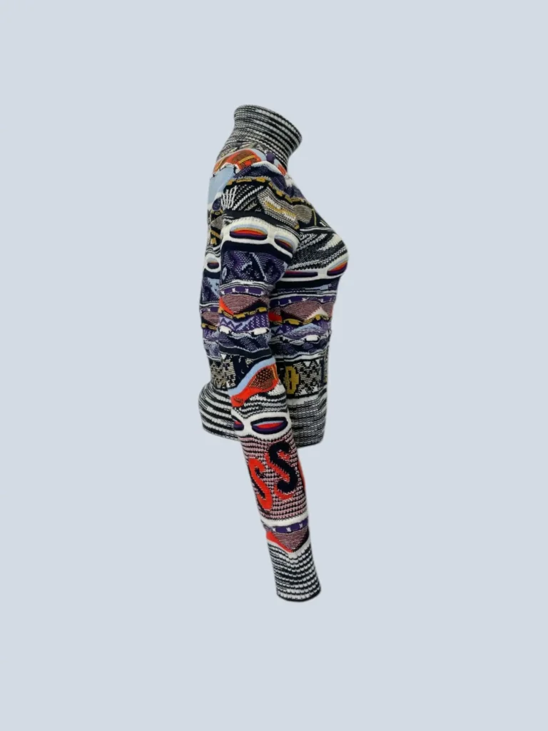 Maglione a collo alto in lana con motivo jacquard., foto 2 di 6