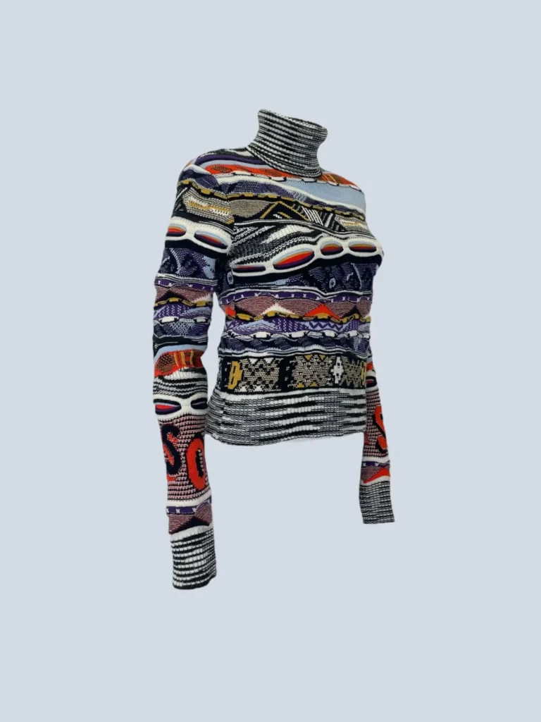 Maglione a collo alto in lana con motivo jacquard., foto 3 di 6