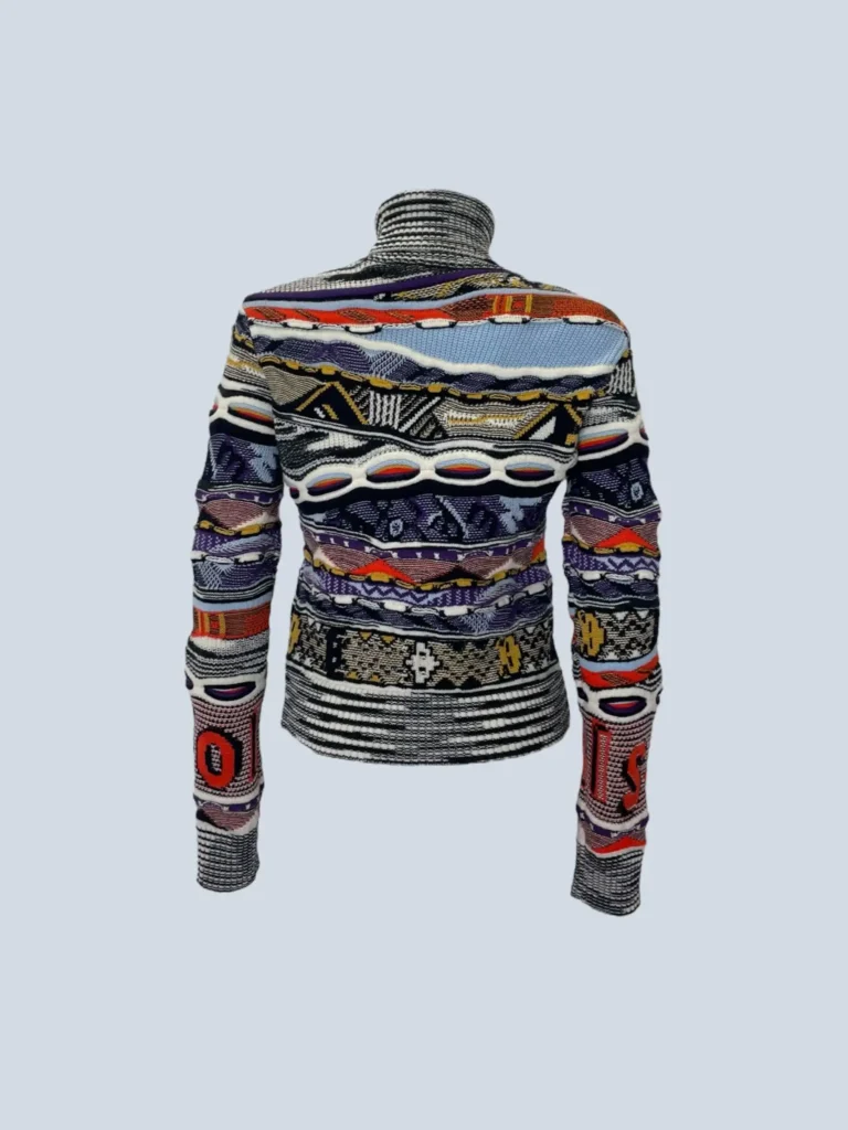 Maglione a collo alto in lana con motivo jacquard., foto 4 di 6