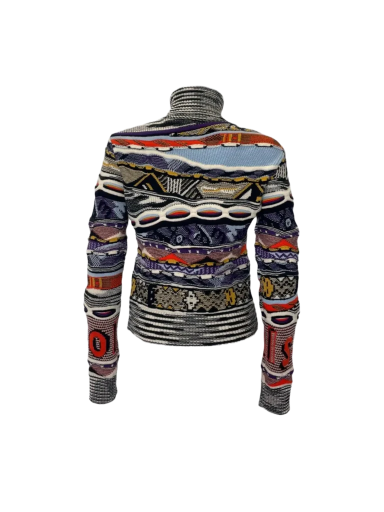 Maglione a collo alto in lana con motivo jacquard., foto 4 di 6
