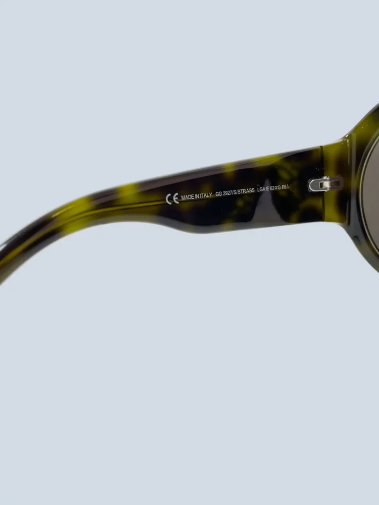 Occhiali da sole rotondi in acetato con logo strass., foto 6 di 7