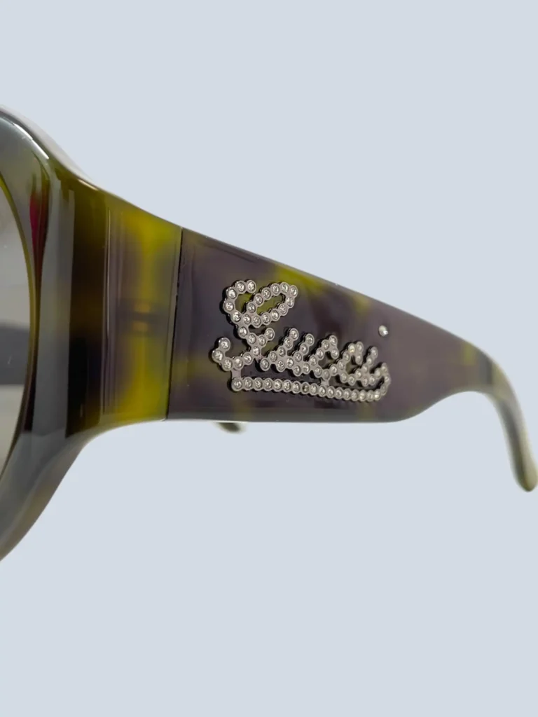 Occhiali da sole rotondi in acetato con logo strass., foto 5 di 7