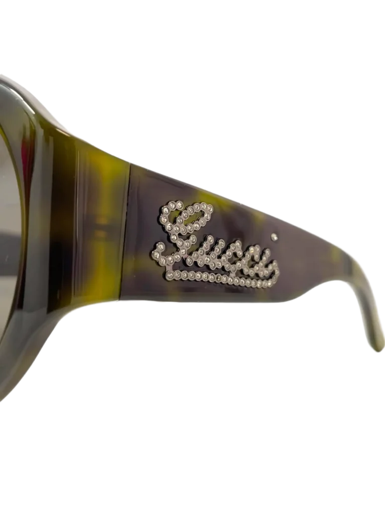 Occhiali da sole rotondi in acetato con logo strass., foto 5 di 7