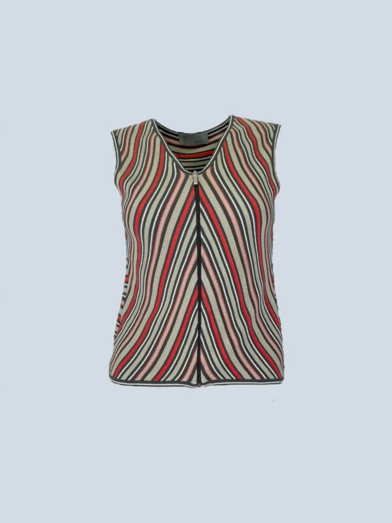 Gilet a zip in cotone a righe, 42.