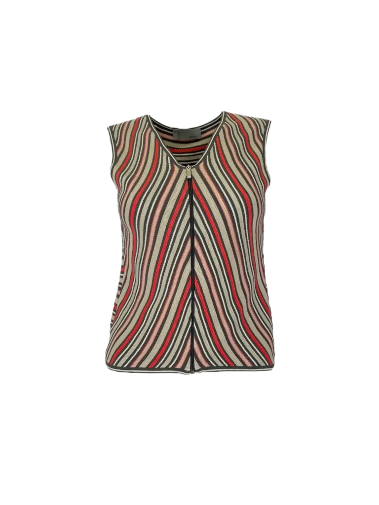 Gilet a zip in cotone a righe.