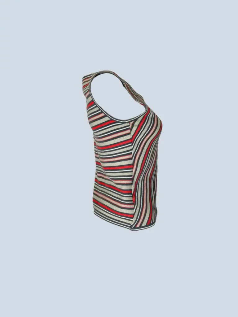 Gilet a zip in cotone a righe, 42., foto 2 di 5