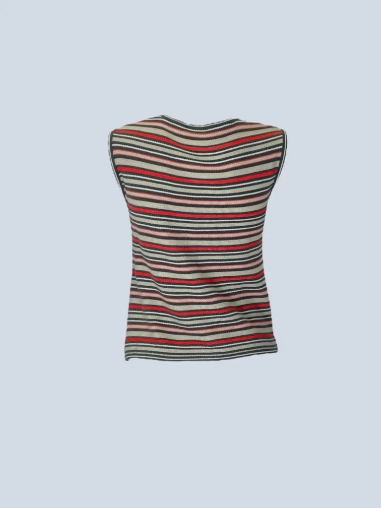 Gilet a zip in cotone a righe, 42., foto 3 di 5