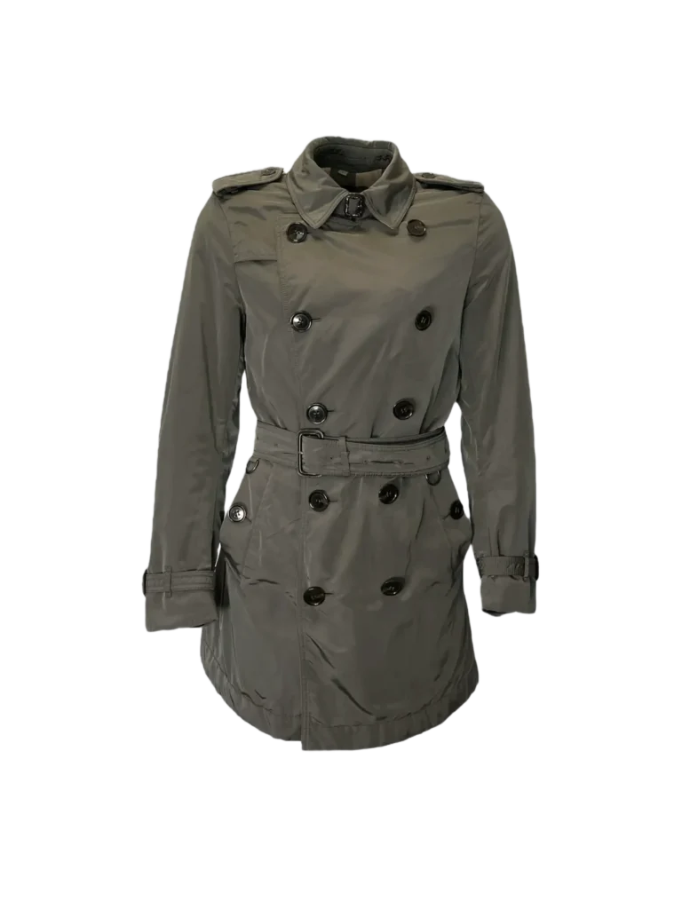 Trench doppiopetto in nylon imbottito.