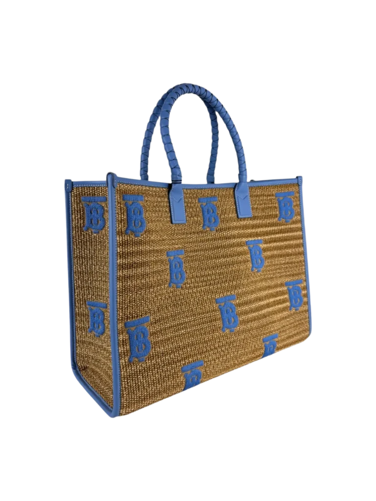 Borsa Freya tote grande in rafia con ricamo., foto 2 di 10