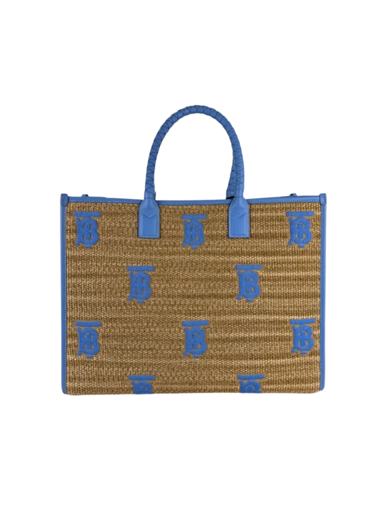 Borsa Freya tote grande in rafia con ricamo., foto 4 di 10