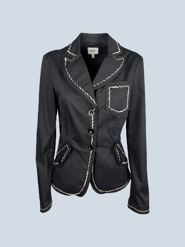 Jeans, blazer con applicazioni geometriche in cotone, 44.