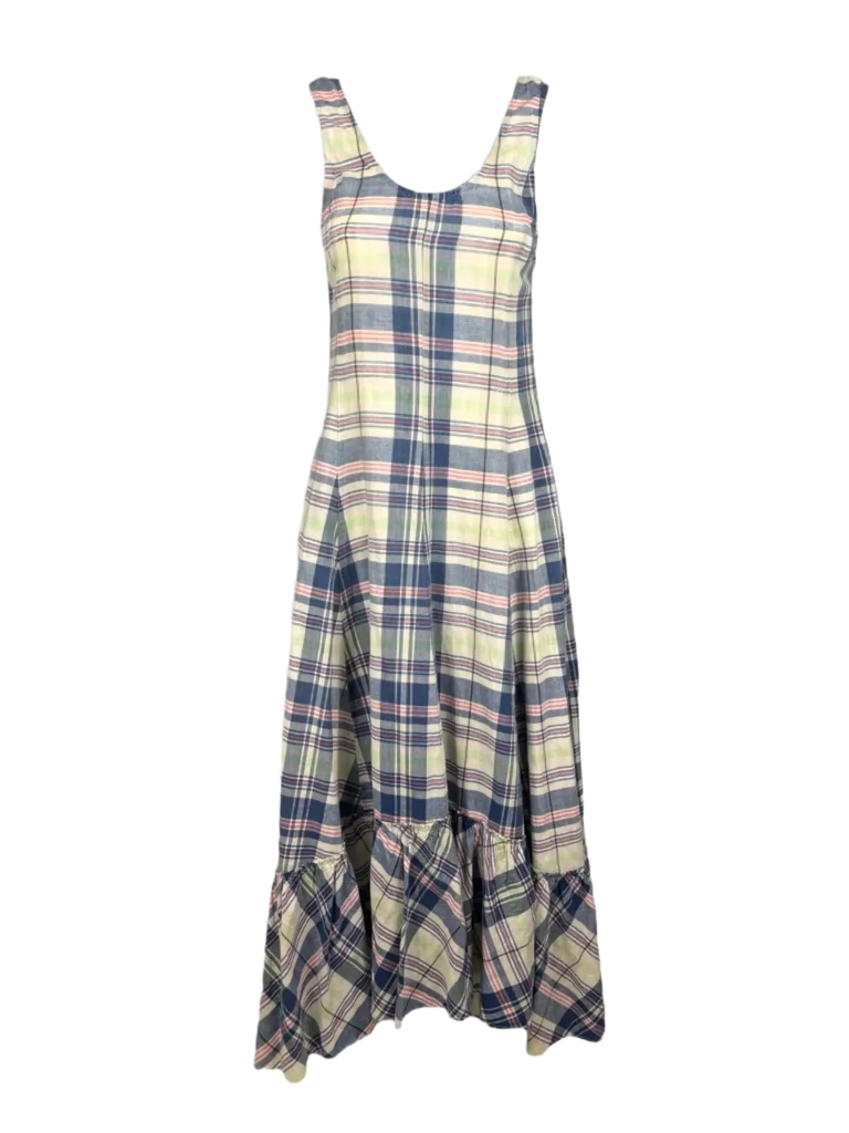Polo Ralph Lauren, check print cotton maxi dress.