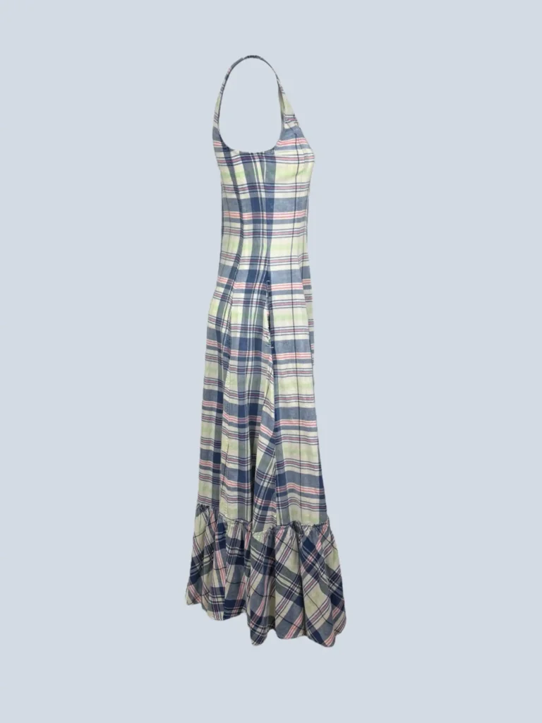 Polo Ralph Lauren, abito lungo in cotone con motivo check, 0., foto 2 di 7