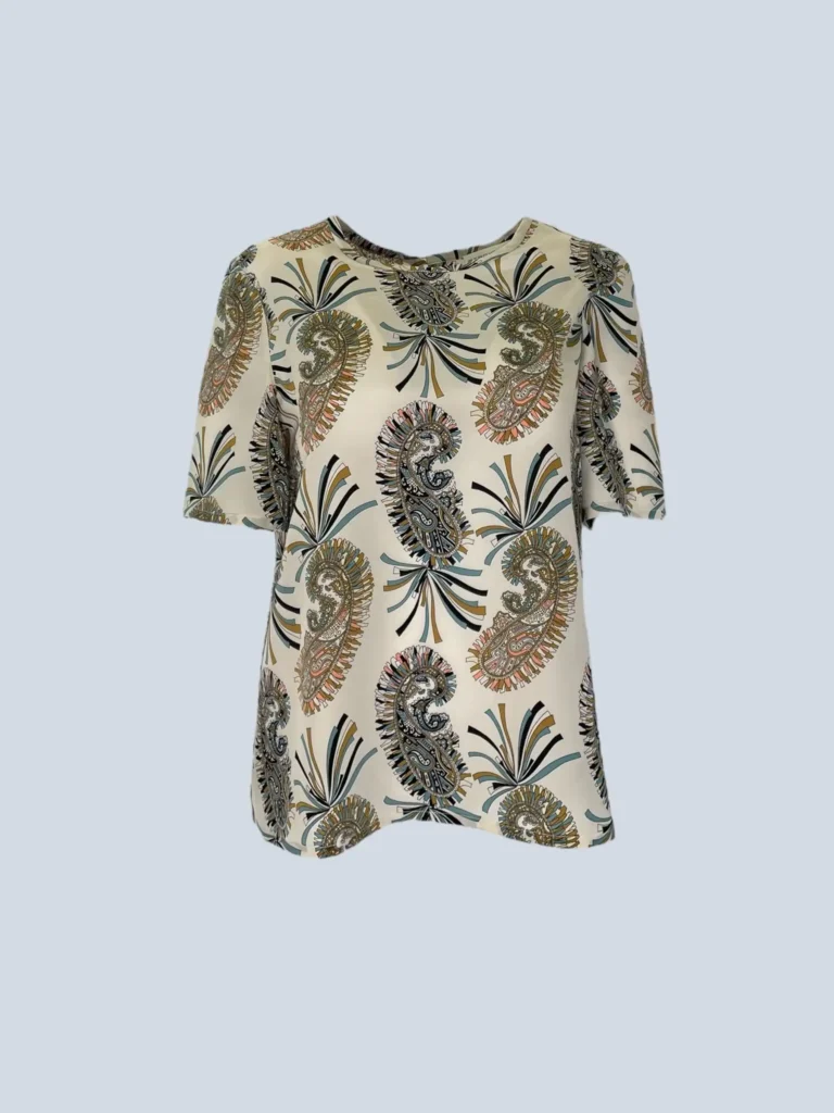Blusa in seta stampa paisley, 40.