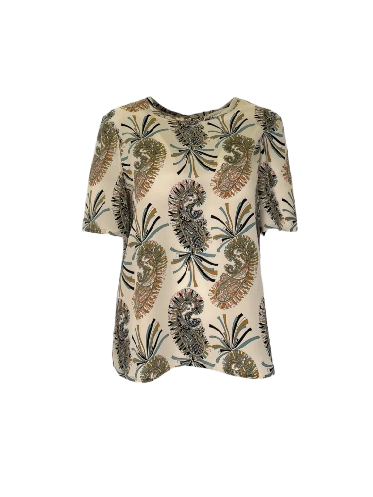 Blusa in seta stampa paisley.