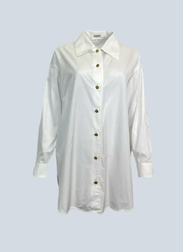 <b>Chanel</b><br> camicia oversize in cotone bottoni gioiello, 36fr.